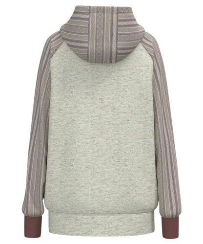 Back view of the women's punchy cream and striped hoodie
