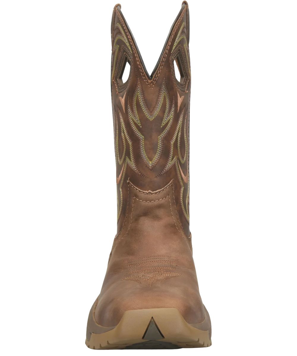 Front view of the men's Phantom Rider Sand Strike Work Boot featuring the wide square toe with composite safety toe protection