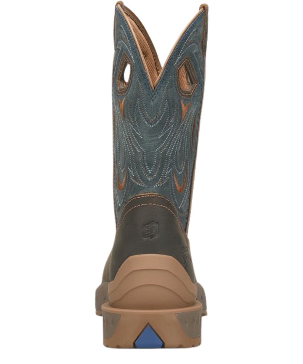 Heel view of the men's Double H roper boot featuring the contoured heel stabilizer