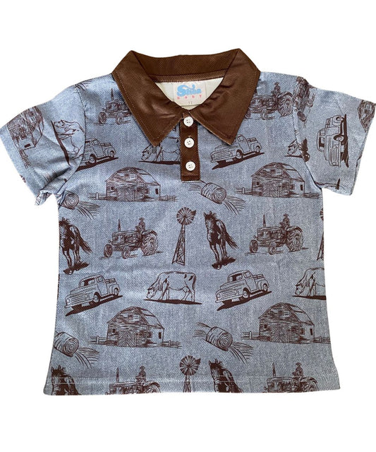 Shea Baby Toddler Boys' Farm Polo Shirt