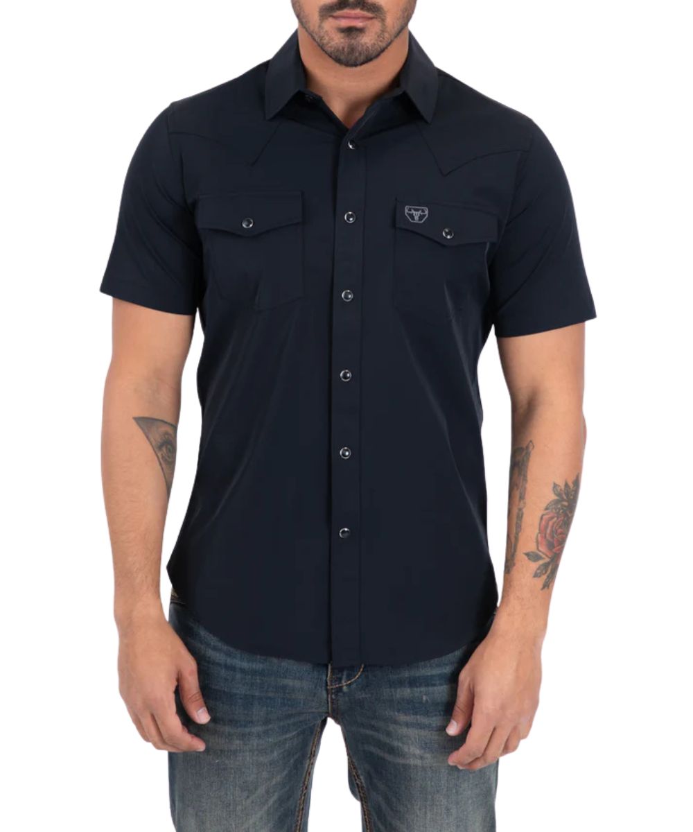 Platini Men's Black Performance Western Snap Shirt
