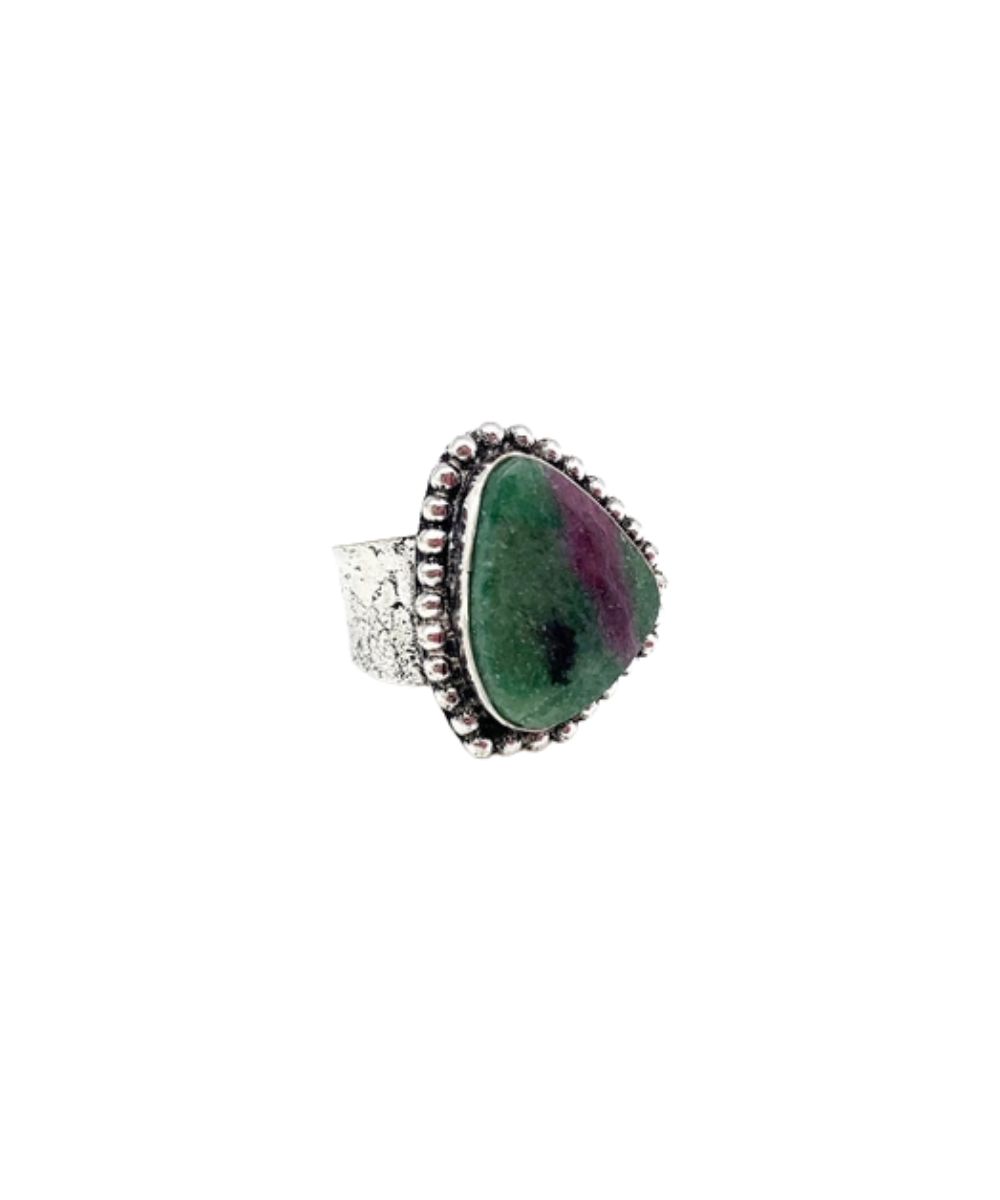 Anju Jewelry women's Kashi Semiprecious Large Stone Ring - Ruby Zoisite