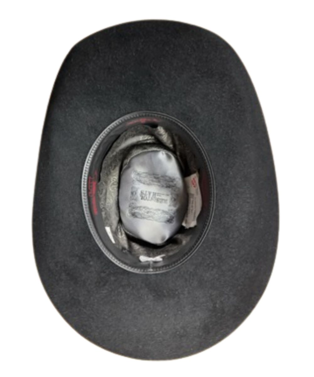 Inside view of the leather sweatband and satin lining