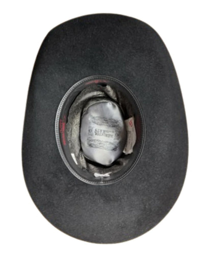 Inside view of the leather sweatband and satin lining