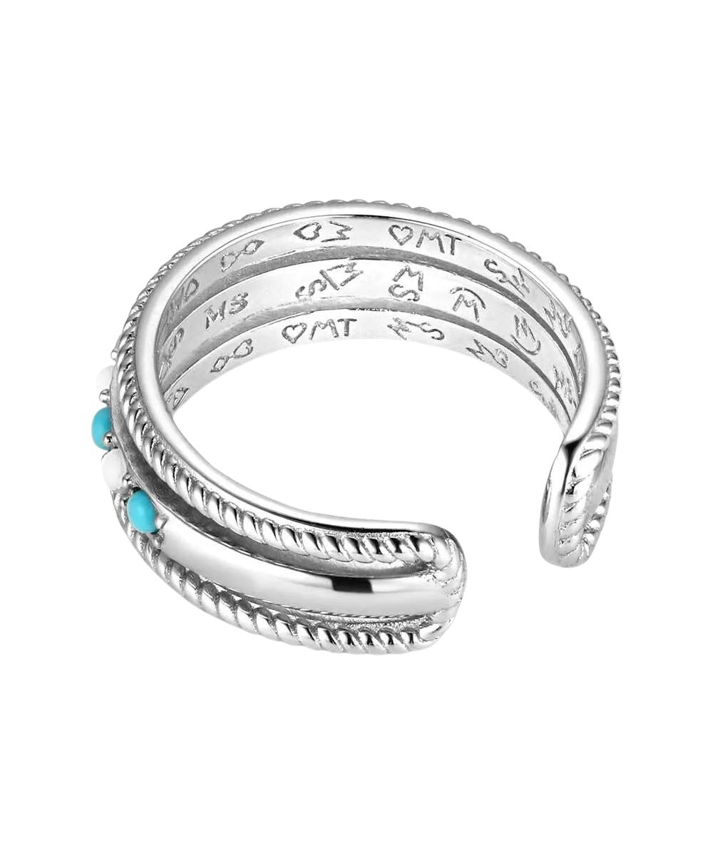 Back view of the women's silver cuff ring