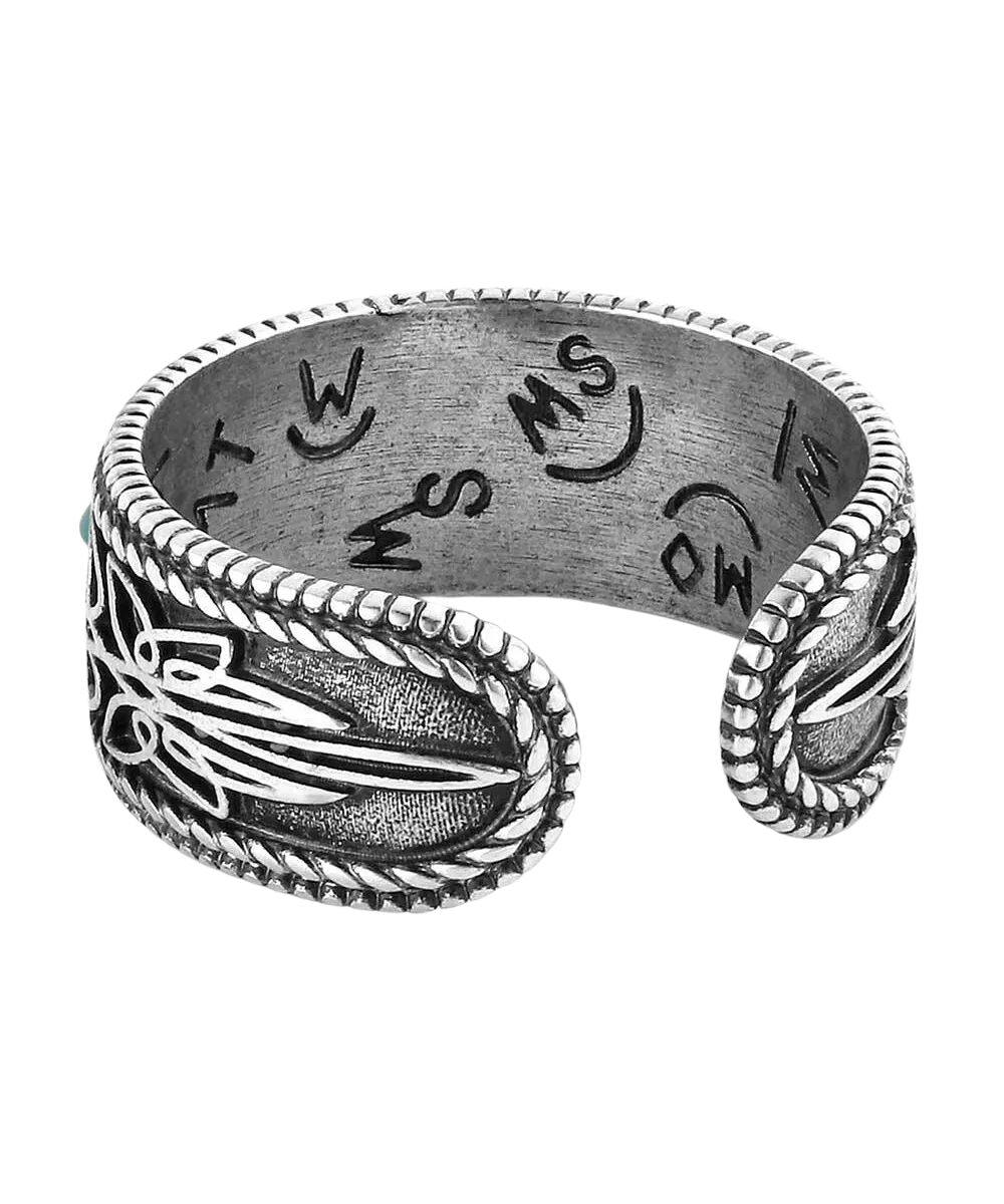 Back view of the women's silver open ring
