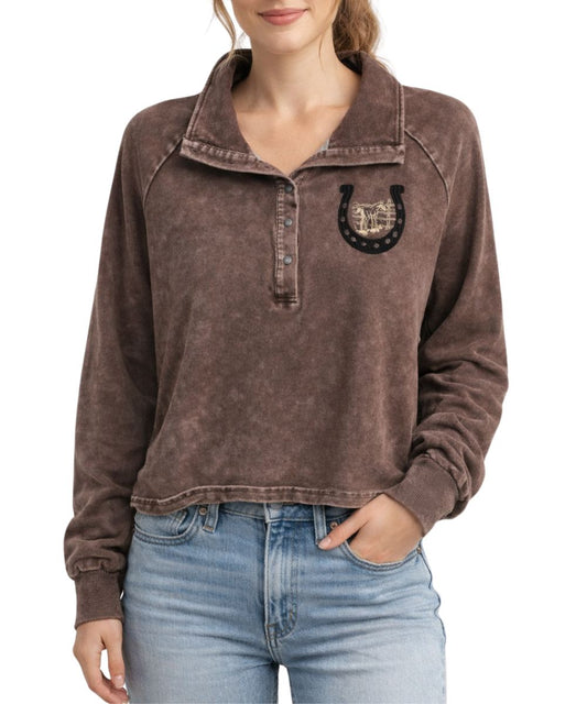 2 Fly Co Women's Rowel 'Em Up 1/4 Button Pullover