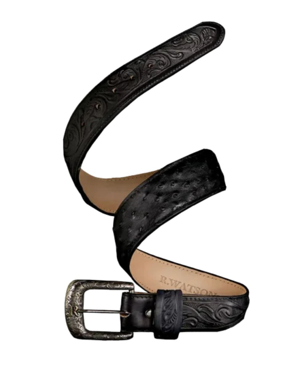 Men's Exotic Black Ostrich Leather Belt