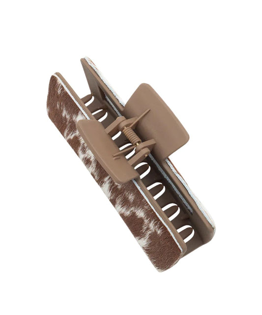 Myra Bags Women's Brown And White Blossom Ridge Claw Clip