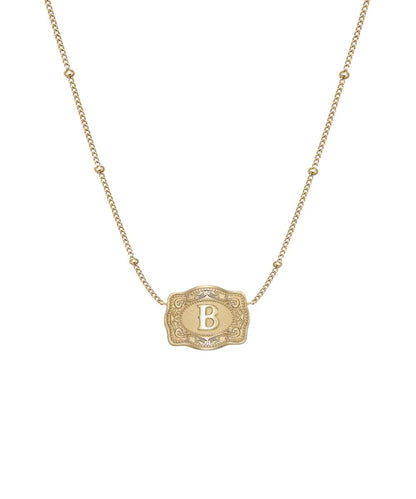 SpurWest Women's Ultra Mini Belt Buckle B Initial Necklace