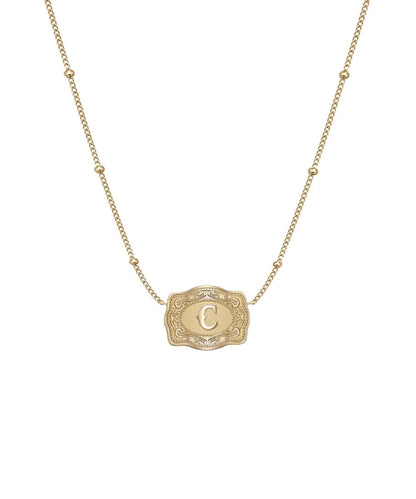 SpurWest Women's Ultra Mini Belt Buckle C Initial Necklace