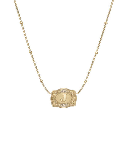 SpurWest Women's Ultra Mini Belt Buckle J Initial Necklace