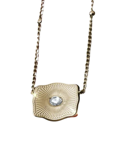 Back view of the women's initial necklace featuring a single clear cubic zirconia stone