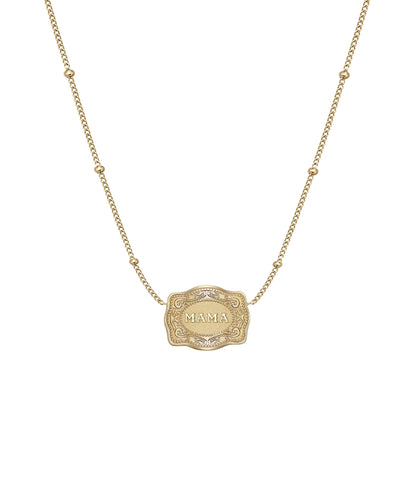 SpurWest Women's Ultra Mini Gold Belt Buckle MAMA Necklace