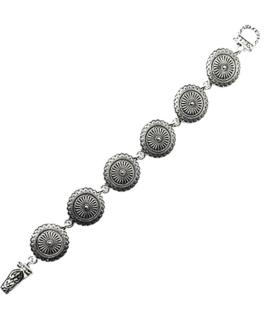 Women's silver tone western concho magnetic bracelet