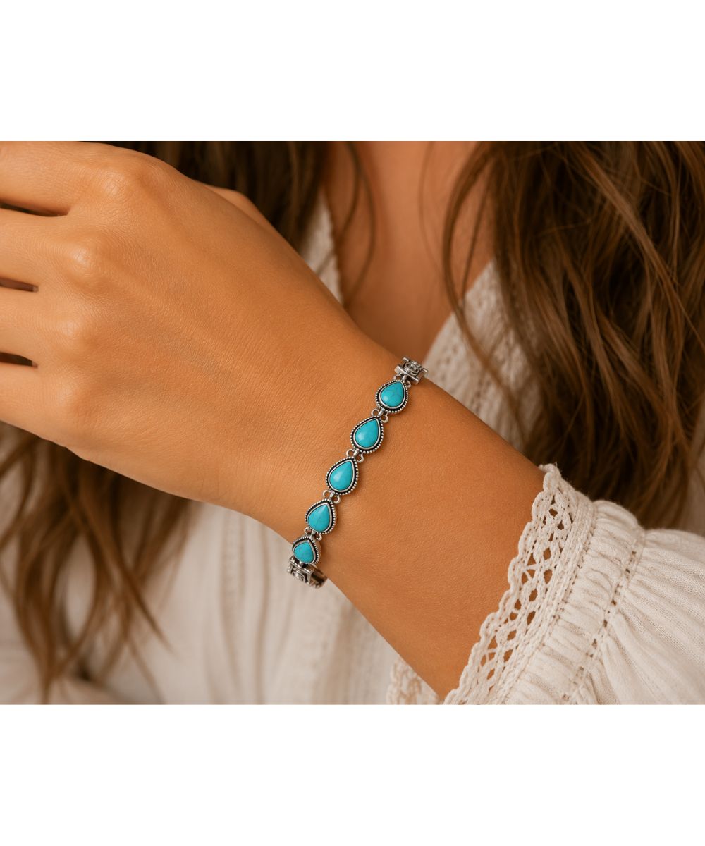 Women's western turquoise teardrop magnetic bracelet