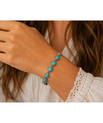 Women's western turquoise teardrop magnetic bracelet