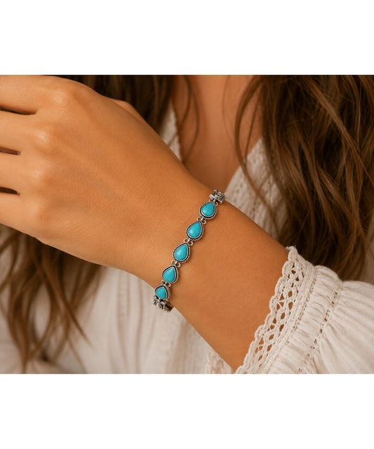 Women's western turquoise teardrop magnetic bracelet