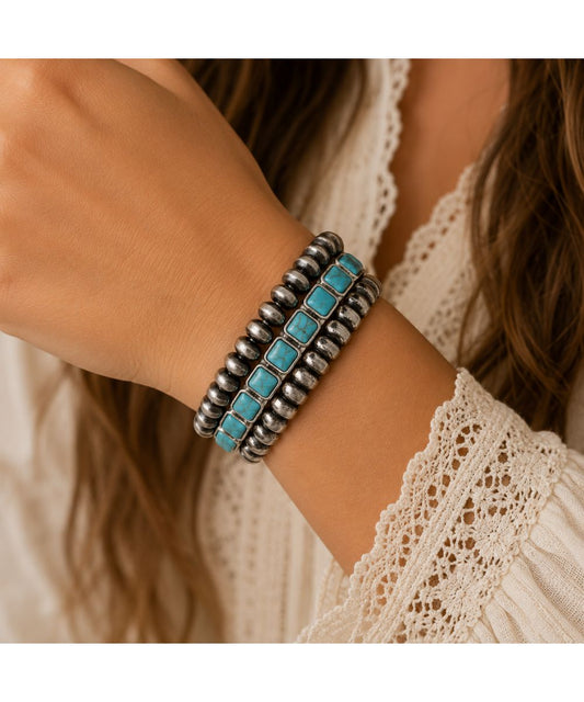 Snowing West Women's Western 3 Layer Stackable Stretch Bracelet