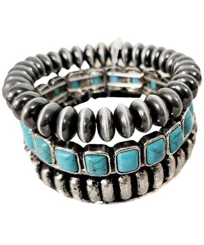 Snowing West Women's Western 3 Layer Stackable Stretch Bracelet
