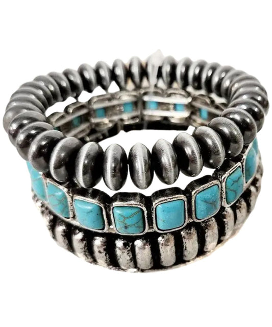 Snowing West Women's Western 3 Layer Stackable Stretch Bracelet