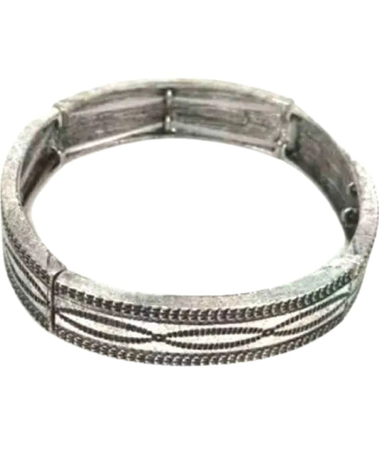 Women's western boot stitch engraved stretch bracelet