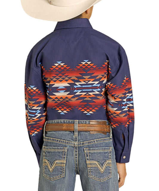 Panhandle Slim Boys' Aztec Border Snap Shirt