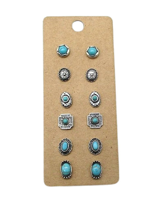 Women's dainty turquoise earring set