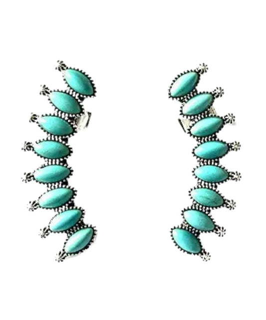 Women's western turquoise curved bar ear cuff