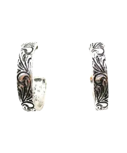 Women's western engraved hoop earrings