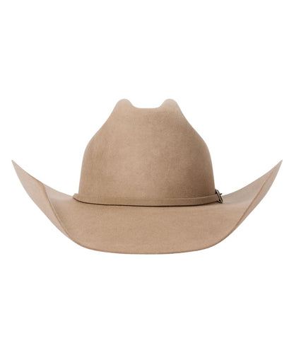 Front view of the 6x fur felt hat in sahara featuring the medium curved brim