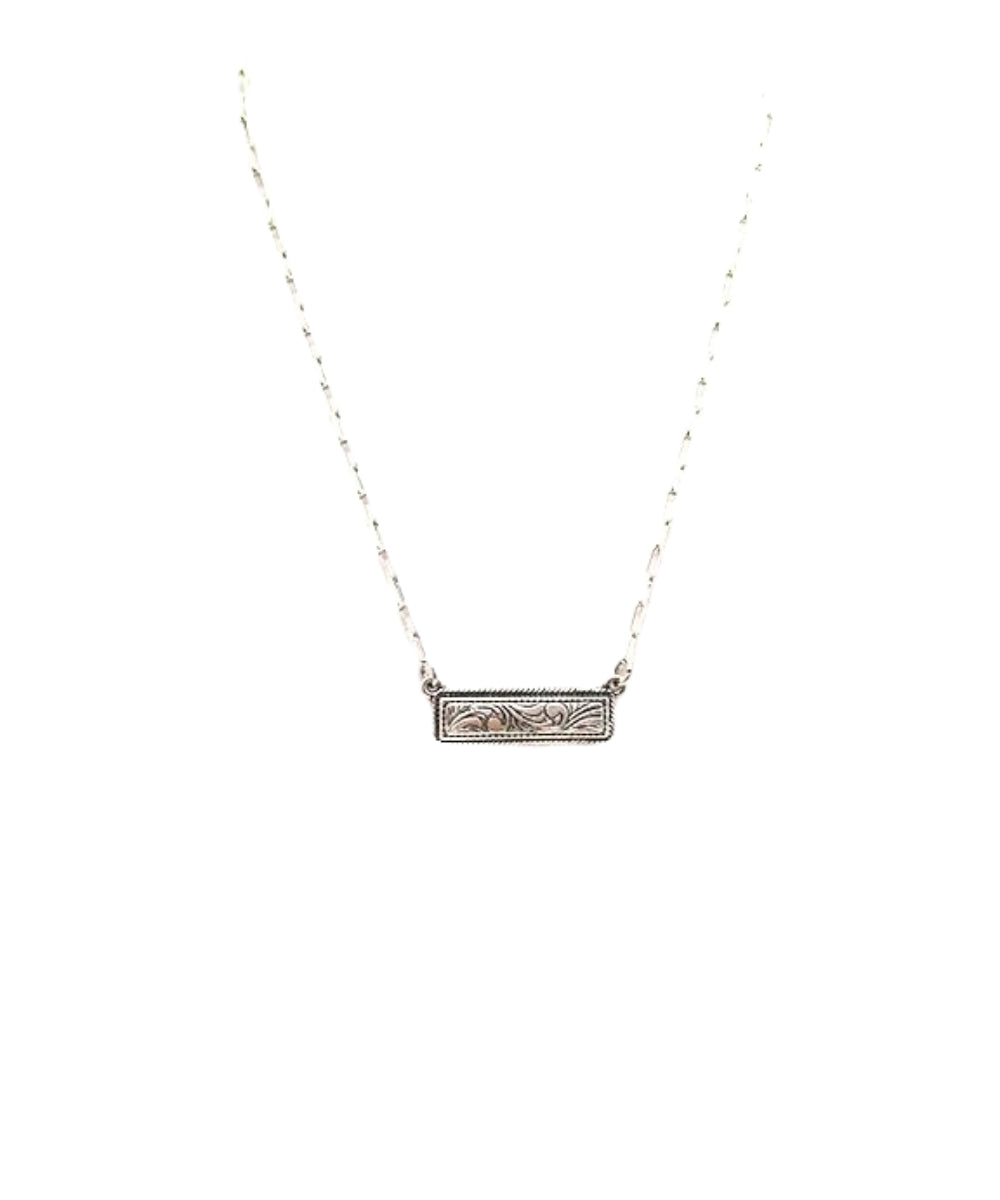 Snowing West Western Dainty Bar Necklace on white background