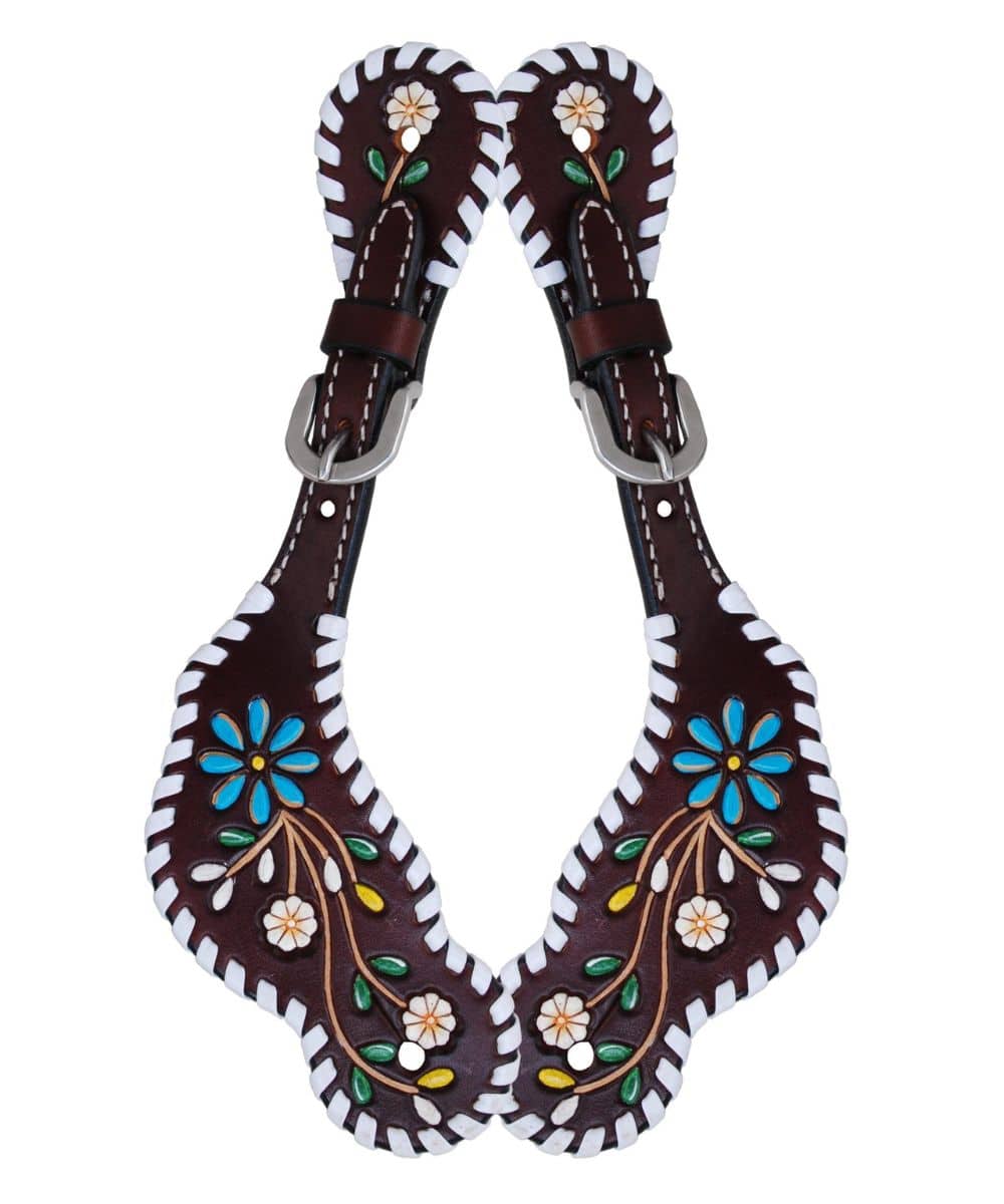 Rafter T Ranch Women's Painted Flowers Spur Straps