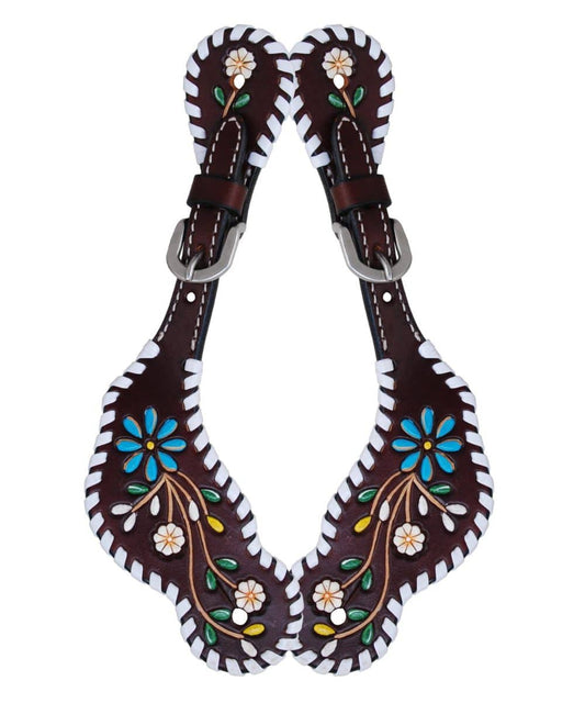 Rafter T Ranch Women's Painted Flowers Spur Straps