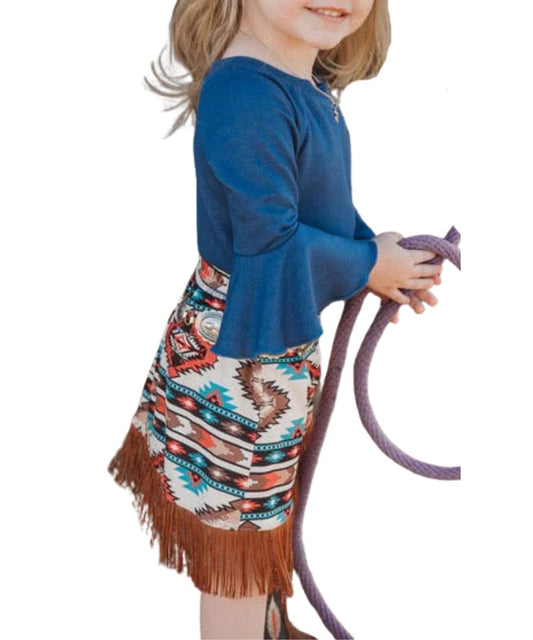 Shea Baby Little Girls' Denim Bell Shirt