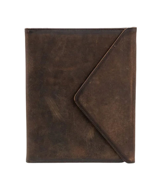 Front view of the STS Baroness Chief Envelope Binder construction of genuine brown leather
