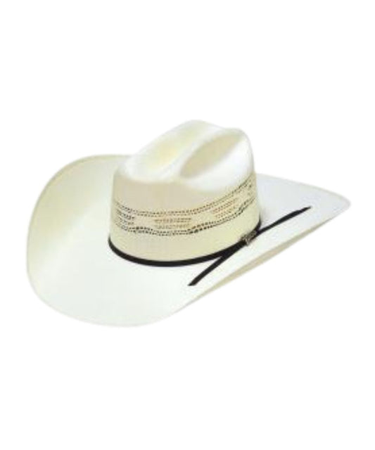 Twister Bangora Straw Hat With A Vented Cattleman Crown And A Black Cord Hat Band