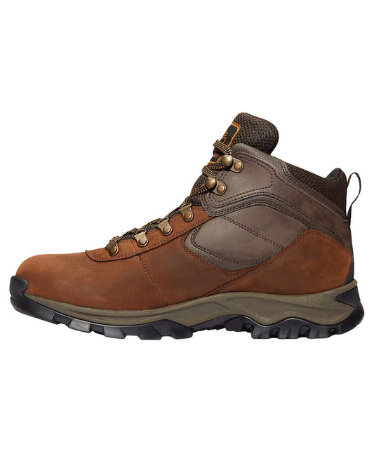 Left side view of the men's mt. maddsen mid waterproof hiking boot featuring the heel pull tab and waterproof leather upper