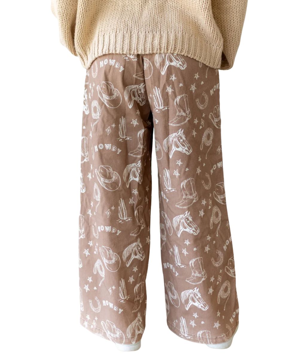 Women's Tan Wide Leg Jean With No Back Pockets