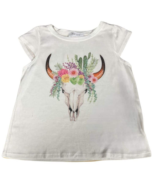 Phil Love Girls' Longhorn Skull Tee