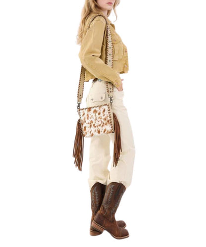 Model View Of The Hair-On-Hide Leather Crossbody Bag