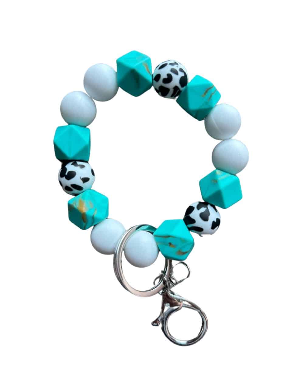 TURQHEX-COWPRINT KEYCHAIN ! desc :  ! caption :