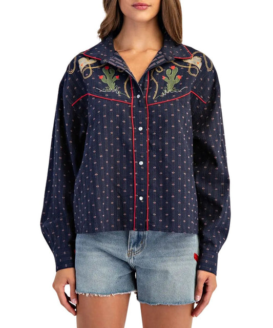 Eesome Women's Western Blouse - Navy