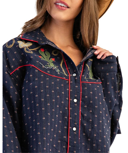 Eesome Women's Western Blouse - Navy