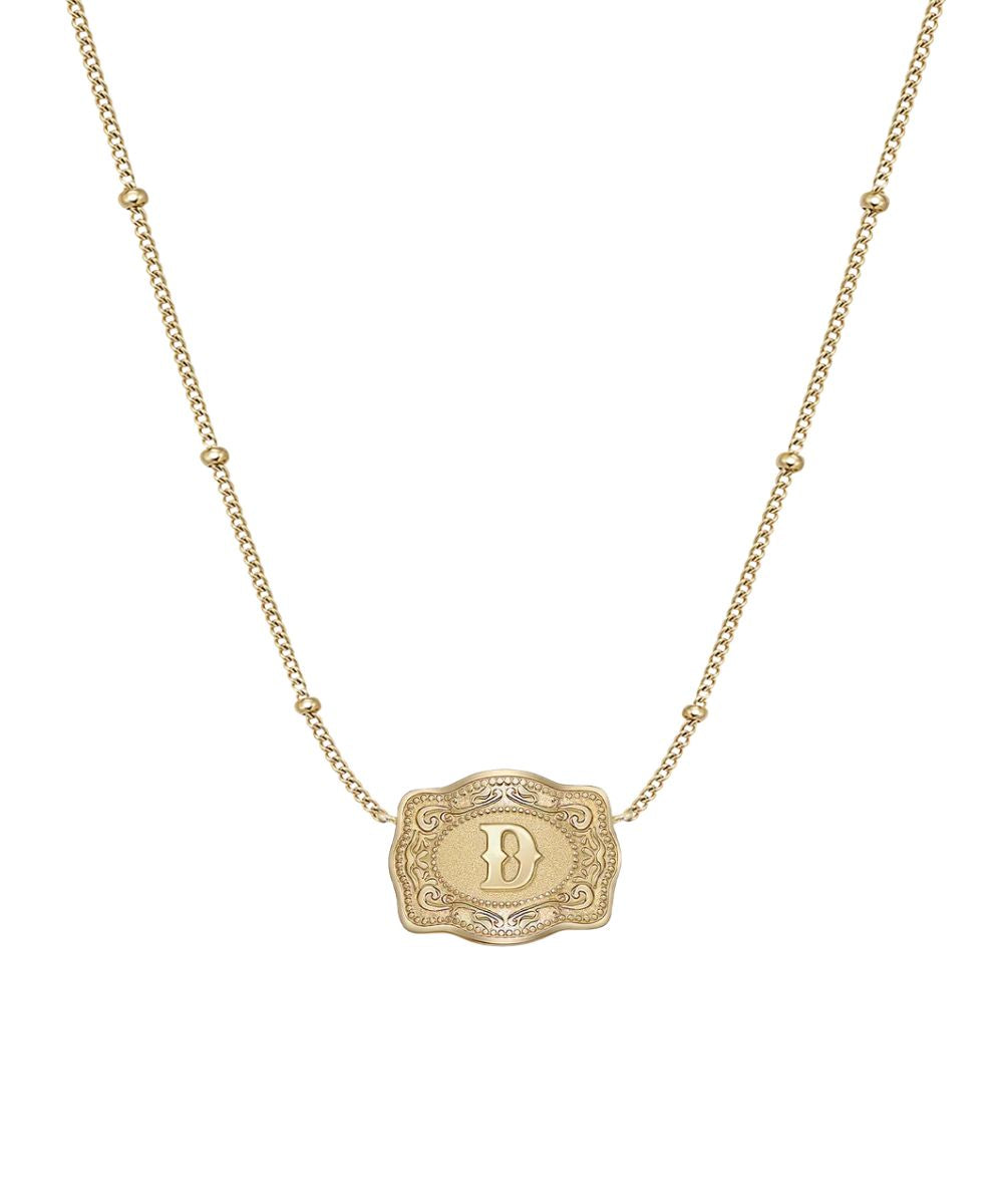 Women's Gold Ultra Mini Belt Buckle Featuring The "D" Initial In The Center 