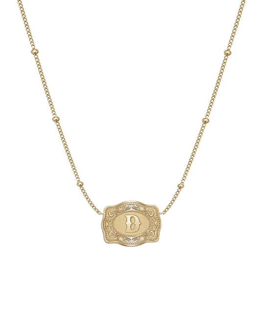 Women's Gold Ultra Mini Belt Buckle Featuring The "D" Initial In The Center 