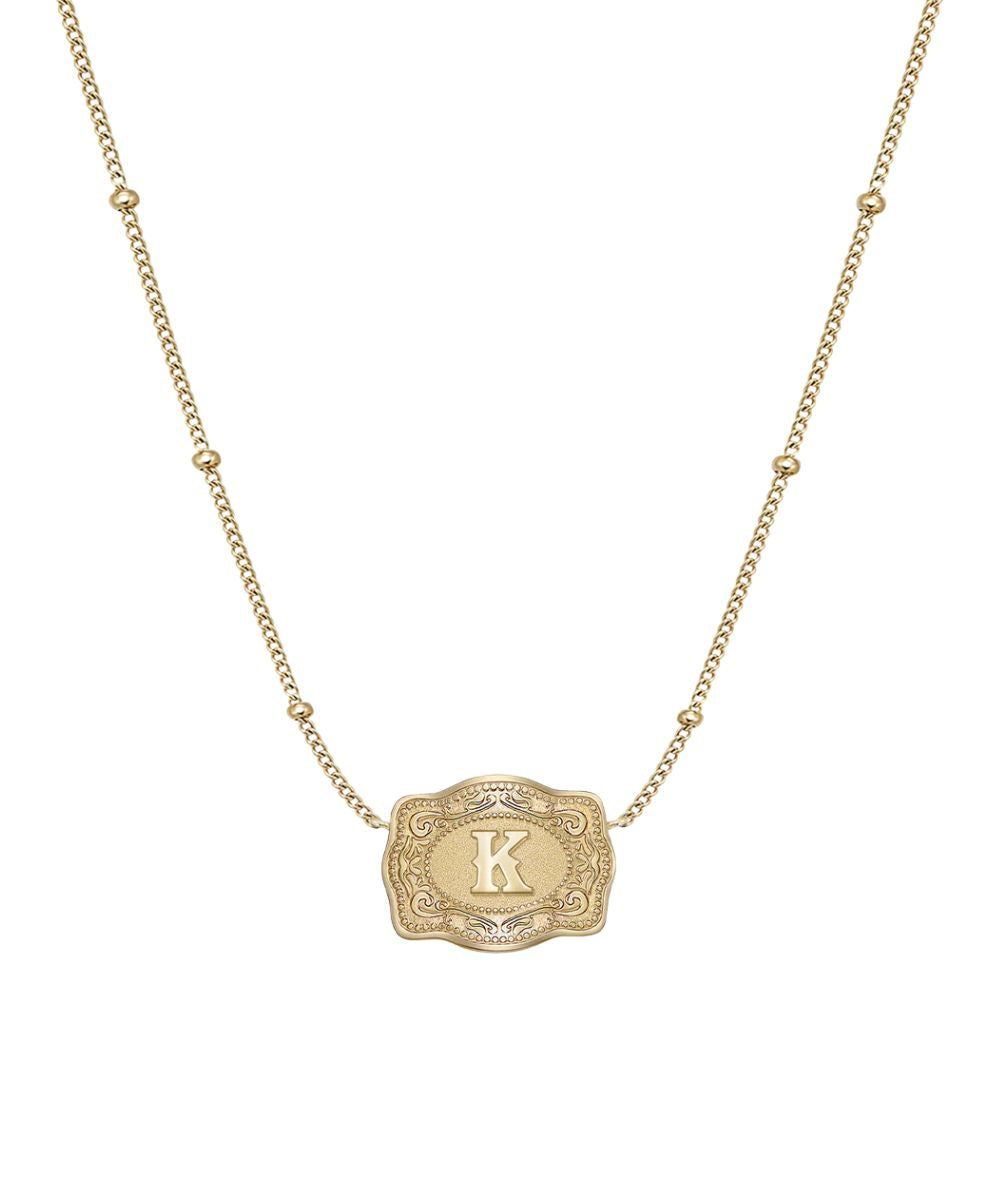 Women's Gold Necklace Featuring A "K" Initial In The Center