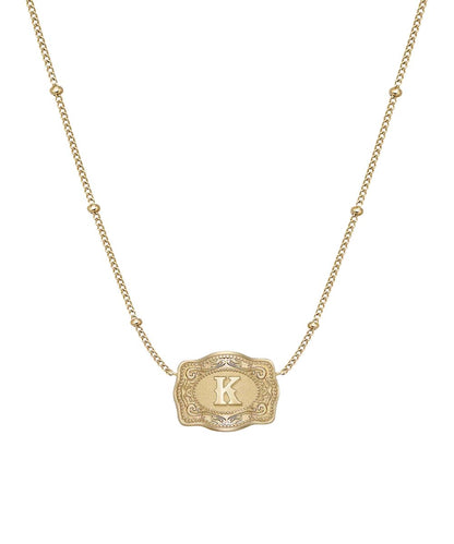 Women's Gold Necklace Featuring A "K" Initial In The Center