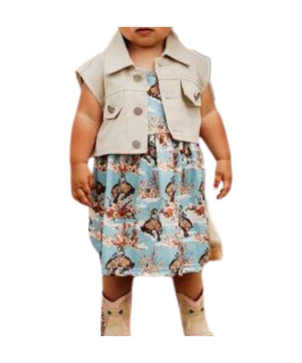 Girl's Dress & Vest Set
