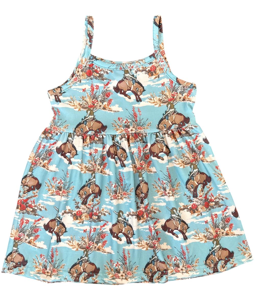 Spaghetti Strap Dress With A Round Neckline And Flowy Skirt